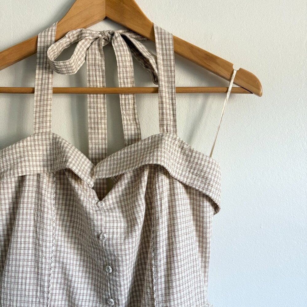 Zara Check Halter Mini Dress NEW - Picture 3 of 6